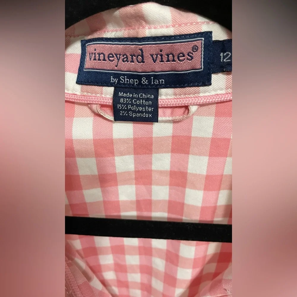VINEYARD VINES by Shep & Ian Pink Gingham Mini Dress size 12 - Picture 4 of 4